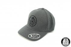 Felxfit cap in dark gray with G-Lader logo - curved peak